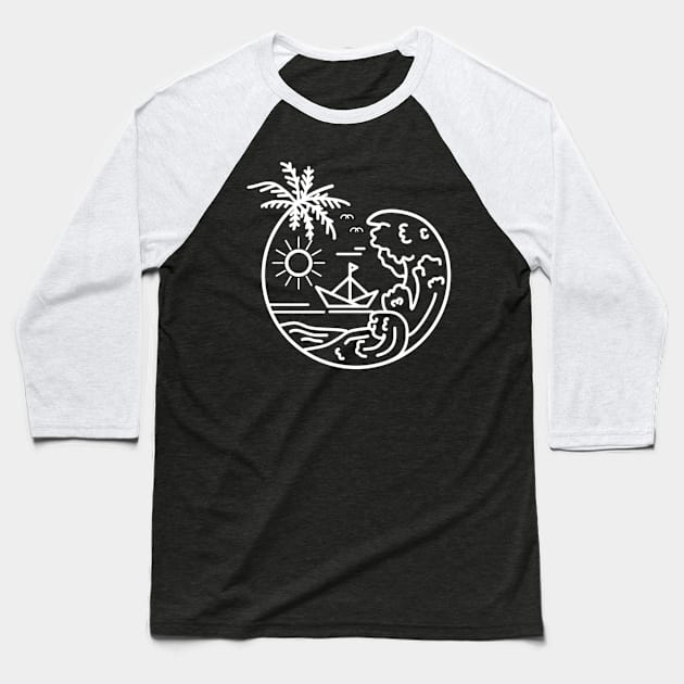 summer with great wave line art Baseball T-Shirt by gravisio